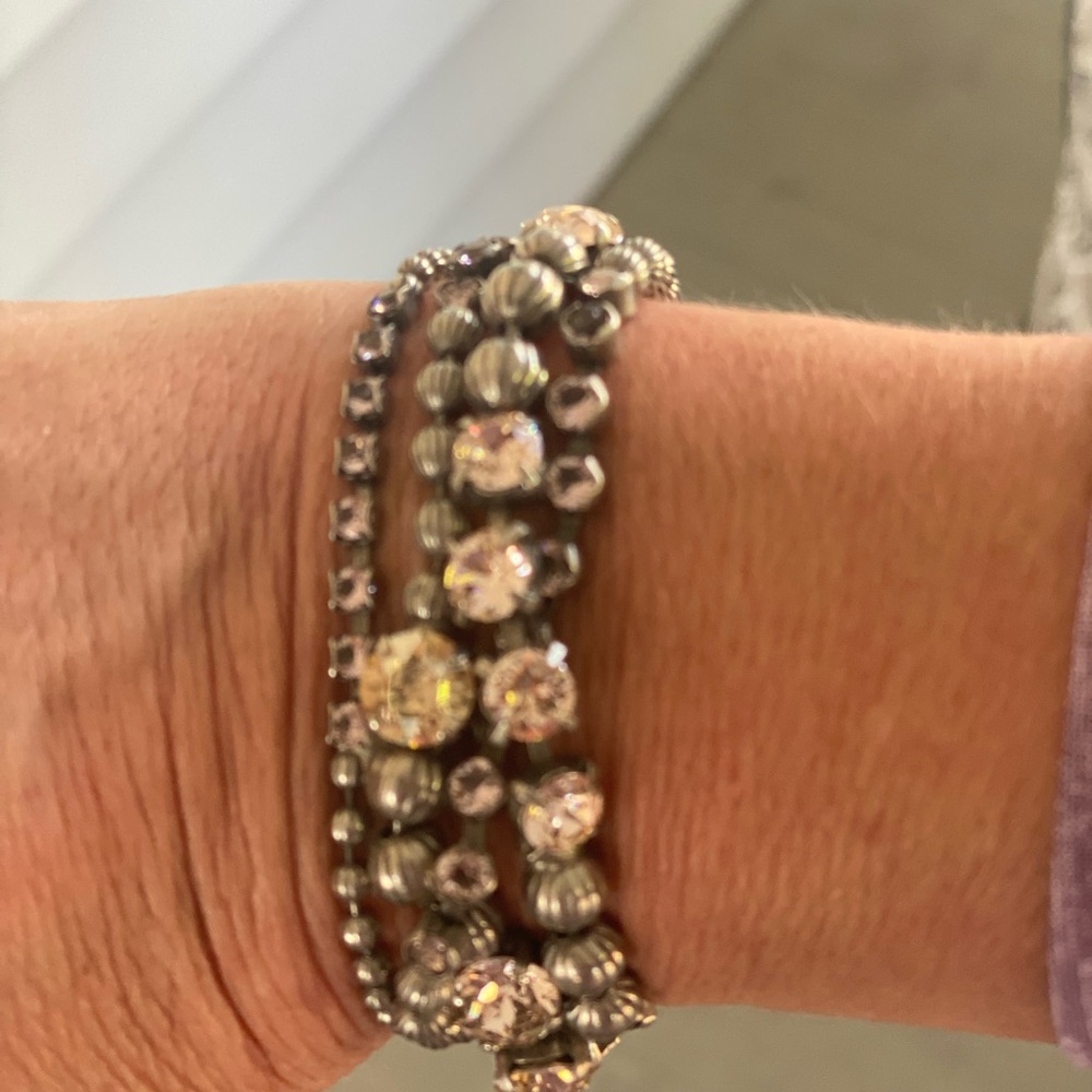 Sorrelli Silver and Pink Multi-Strand Bracelet with Sparkling Stones